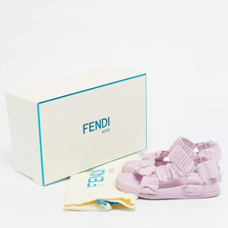 Pre Owned Fendi Lilac Zucca Fabric Flat Sandals Size 29