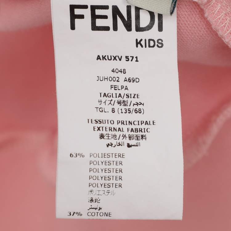 Pre Owned Fendi Kids Pink Jersey Track Tracksuit 8 Yrs