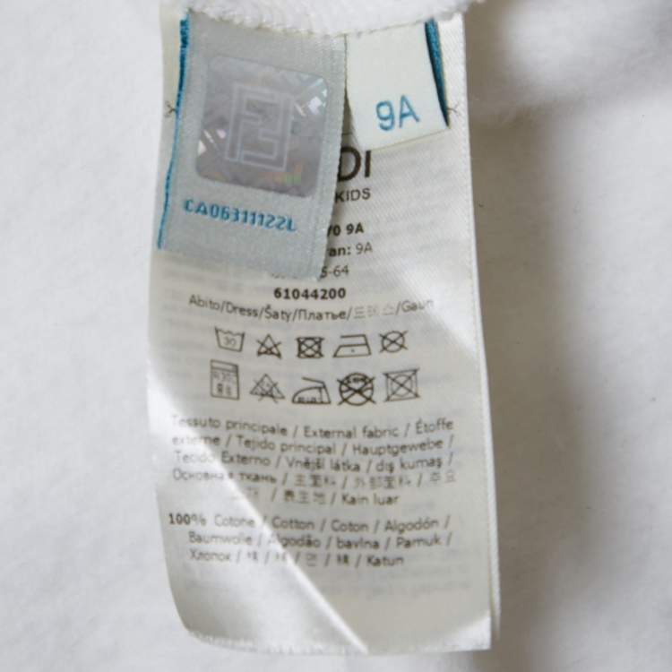 Pre Owned Fendi Kids White Logo Print Cotton Mini Dress 9Yrs