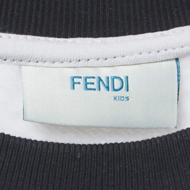 Pre Owned Fendi Kids White Logo Print Cotton Mini Dress 9Yrs