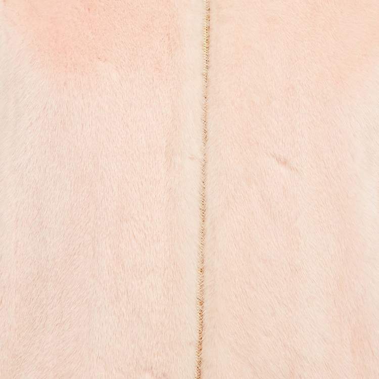 Pre Owned Fendi Kids Pink Mink Fur Beaded Bow Bomber Jacket 10Yrs