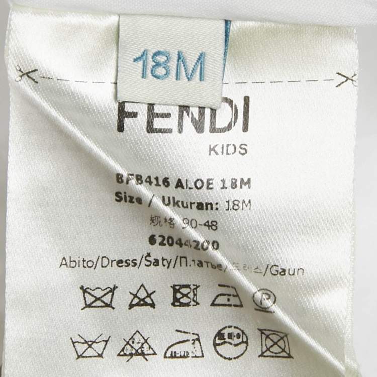 Pre Owned Fendi Multicolor Printed Cotton Bow Detail Sleeveless Dress 18M