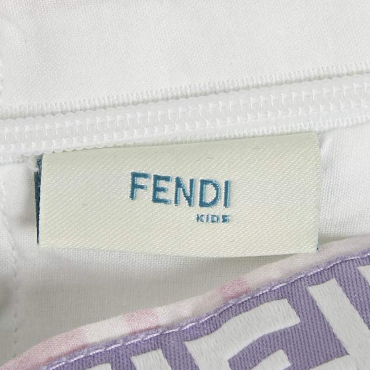 Pre Owned Fendi Multicolor Printed Cotton Bow Detail Sleeveless Dress 18M