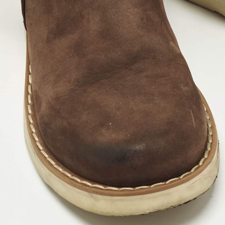 Pre Owned Fendi Size 31 Brown Suede and Shearing Calf Length Boots 