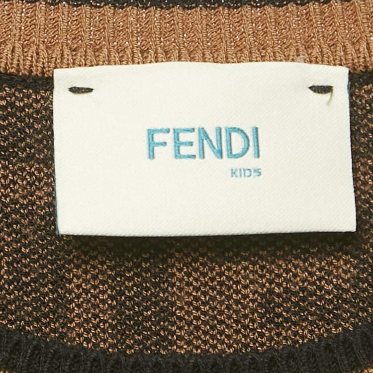 Pre Owned Fendi Kids Brown Zucca Stretch Knit Dress 8Yrs