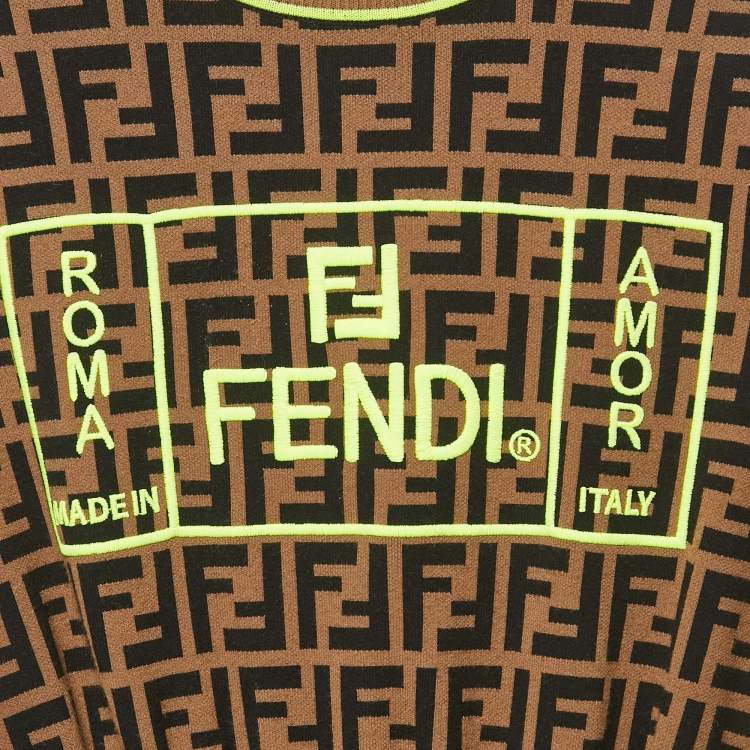 Pre Owned Fendi Kids Brown Zucca Stretch Knit Dress 8Yrs