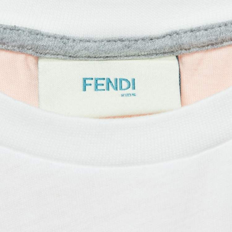 Pre Owned Fendi Kids Pink Embroidered Jersey Top 10Yrs