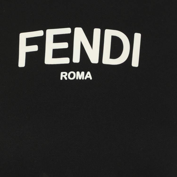Pre Owned Fendi Black Jersey Logo Print Hoodie Short Dress 6 Years