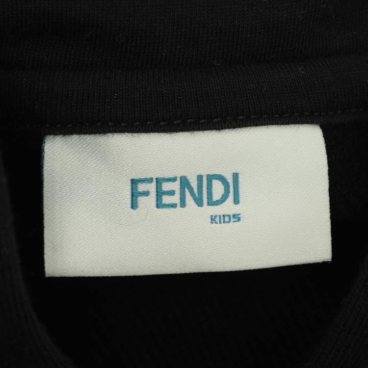 Pre Owned Fendi Black Jersey Logo Print Hoodie Short Dress 6 Years