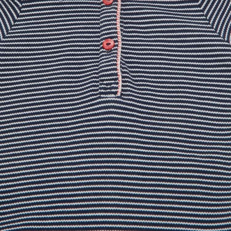 Pre Owned Fendi Blue Striped Jersey Puff Sleeve Dress 2 Yrs