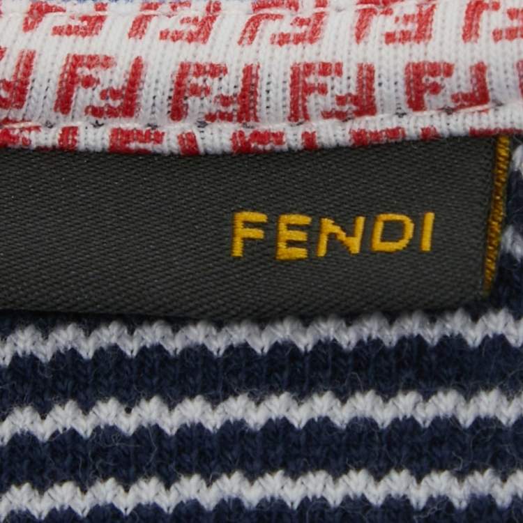 Pre Owned Fendi Blue Striped Jersey Puff Sleeve Dress 2 Yrs