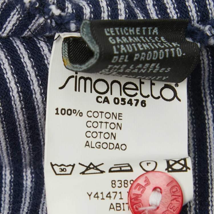 Pre Owned Fendi Blue Striped Jersey Puff Sleeve Dress 2 Yrs