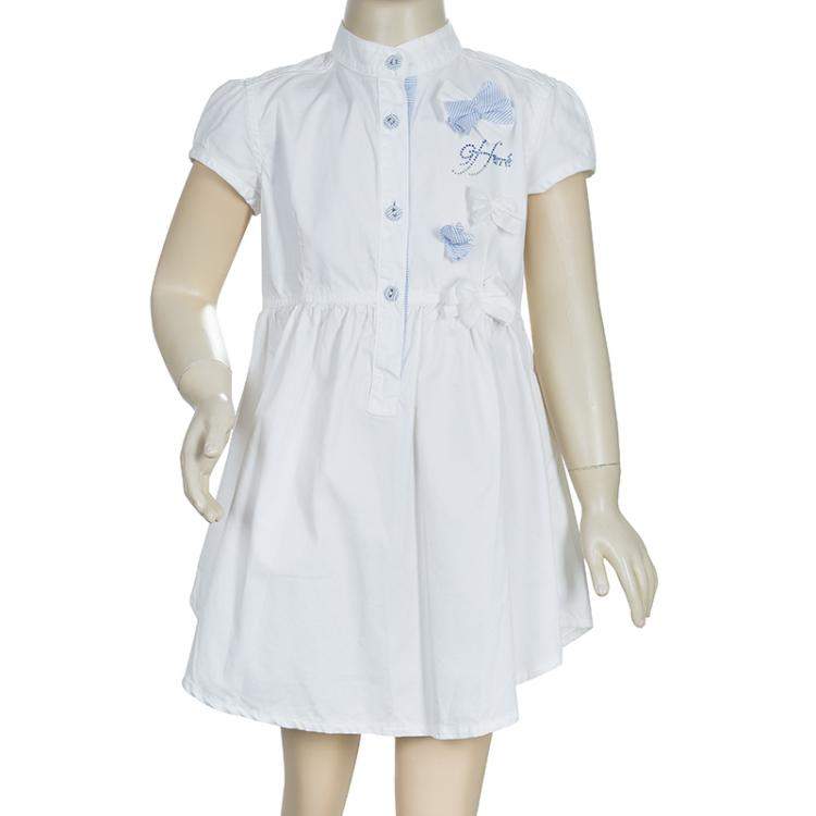 Pre Owned GF Ferre White Swarovski Logo Dress 6 Yrs 