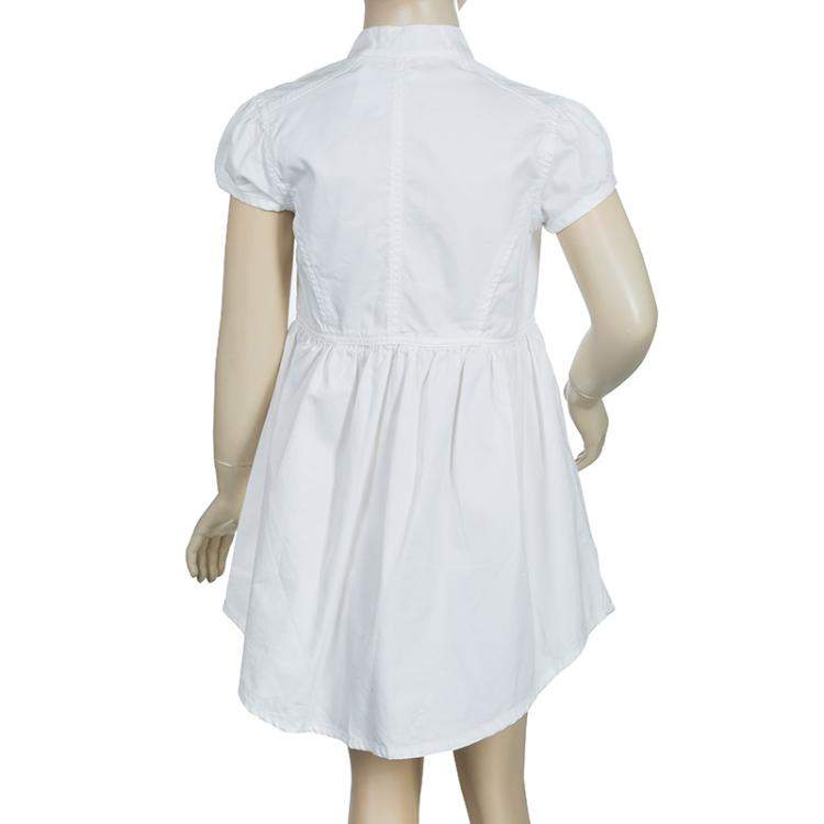 Pre Owned GF Ferre White Swarovski Logo Dress 6 Yrs 