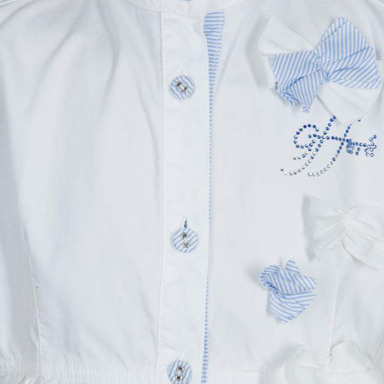 Pre Owned GF Ferre White Swarovski Logo Dress 6 Yrs 