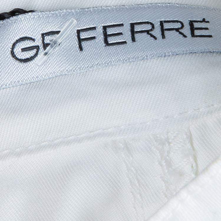 Pre Owned GF Ferre White Swarovski Logo Dress 6 Yrs 