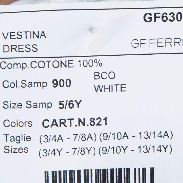 Pre Owned GF Ferre White Swarovski Logo Dress 6 Yrs 
