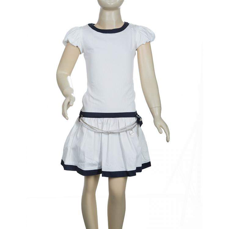 Pre Owned GF Ferre White Pearl Belted Short Sleeve Dress 6 Yrs 