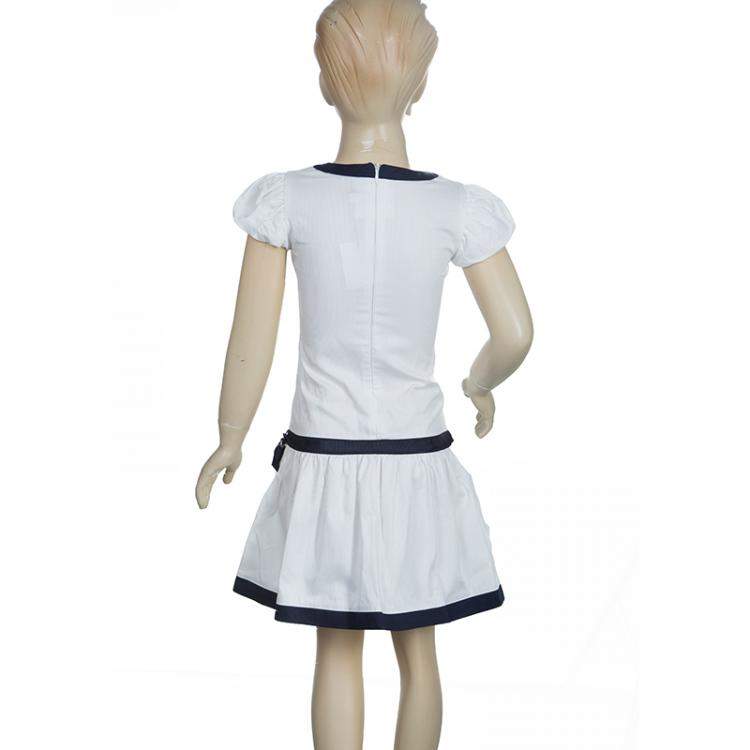 Pre Owned GF Ferre White Pearl Belted Short Sleeve Dress 6 Yrs 