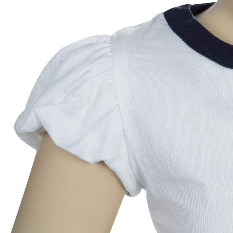 Pre Owned GF Ferre White Pearl Belted Short Sleeve Dress 6 Yrs 