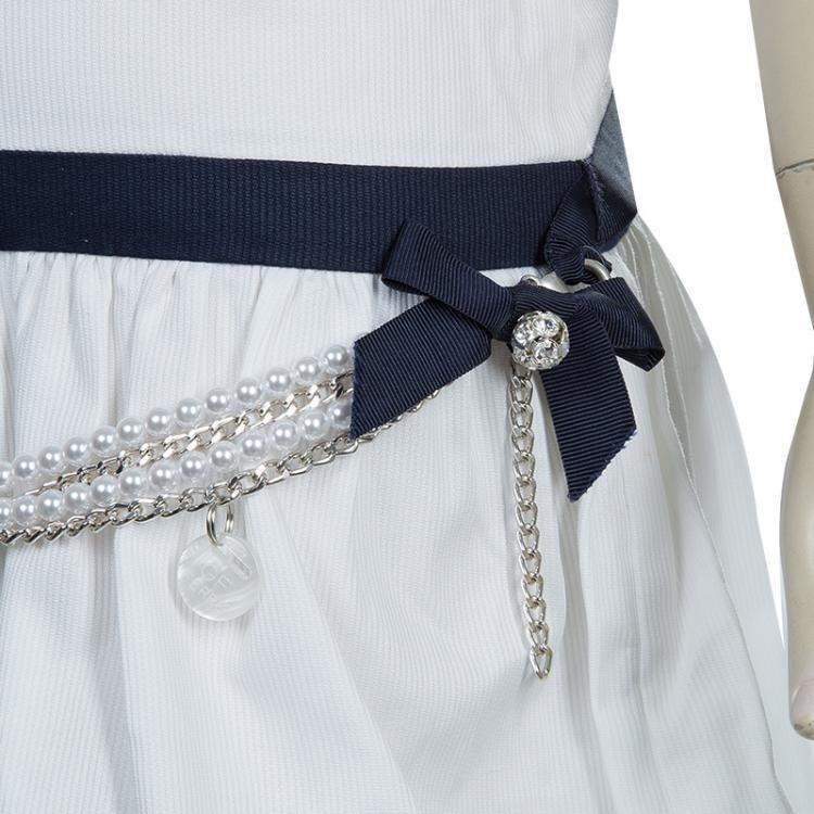 Pre Owned GF Ferre White Pearl Belted Short Sleeve Dress 6 Yrs 