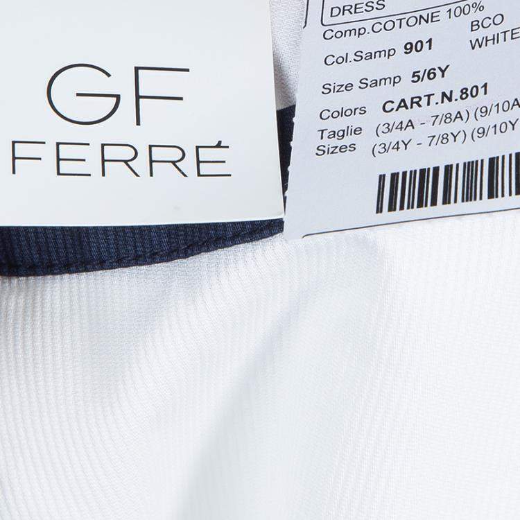 Pre Owned GF Ferre White Pearl Belted Short Sleeve Dress 6 Yrs 