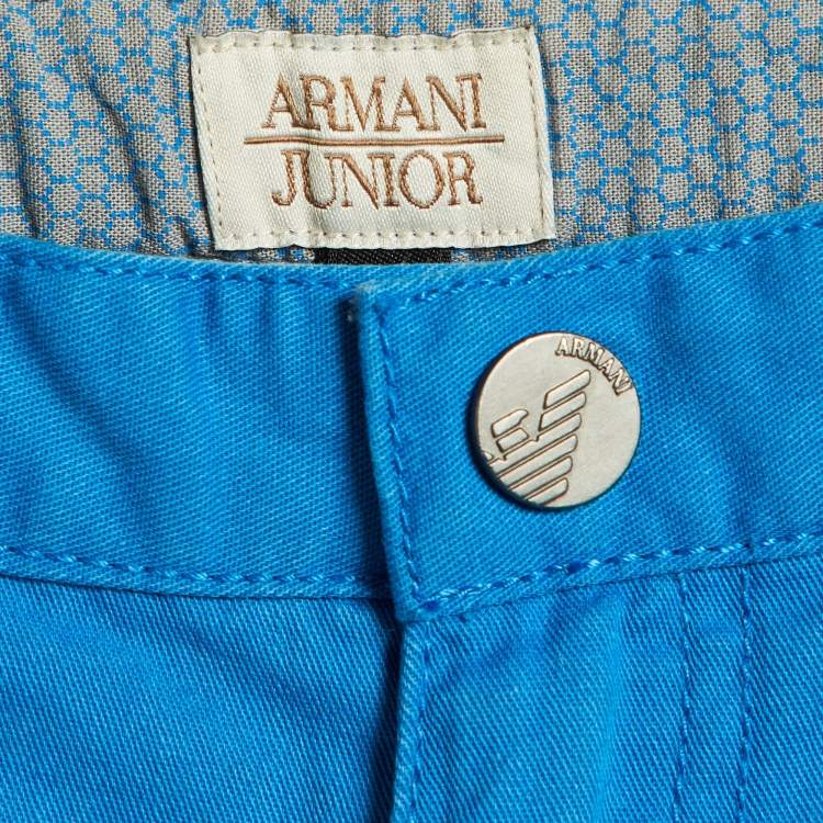 Pre Owned Armani Junior Blue Cotton Bermuda Shorts 6 Yrs