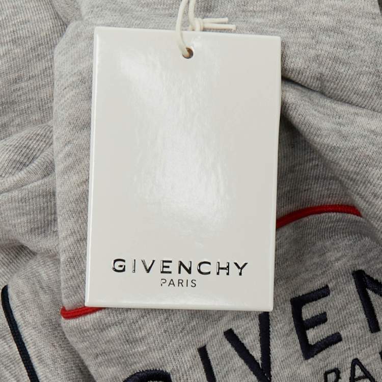 Pre Owned Givenchy Kids Grey Logo Embroidered Cotton Hoodie 6Yrs