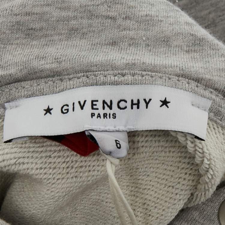 Pre Owned Givenchy Kids Grey Logo Embroidered Cotton Hoodie 6Yrs