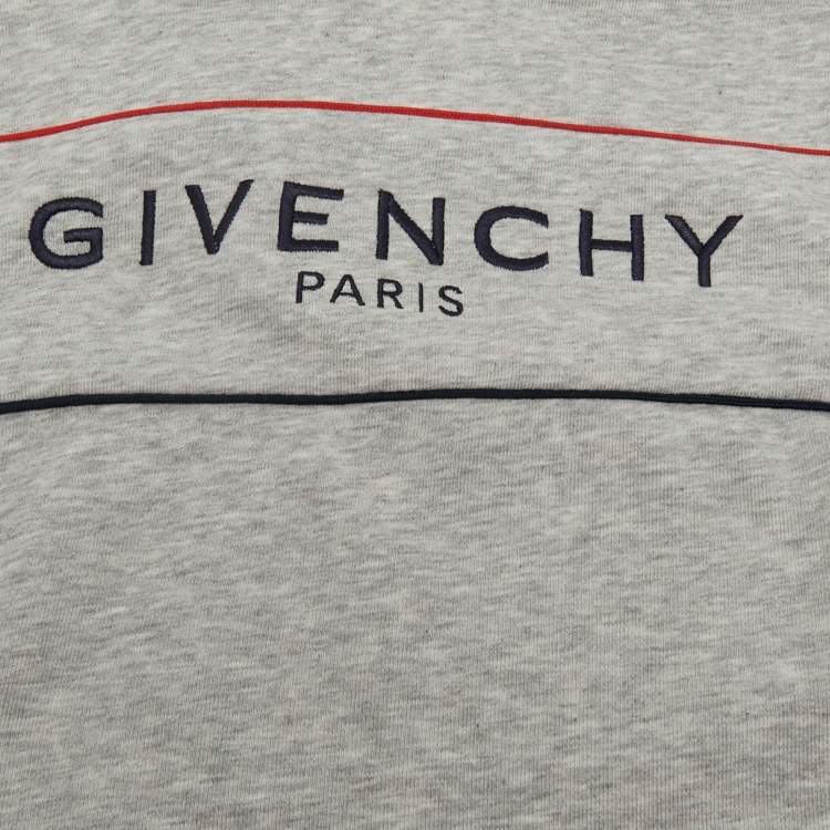 Pre Owned Givenchy Kids Grey Logo Embroidered Cotton Hoodie 6Yrs
