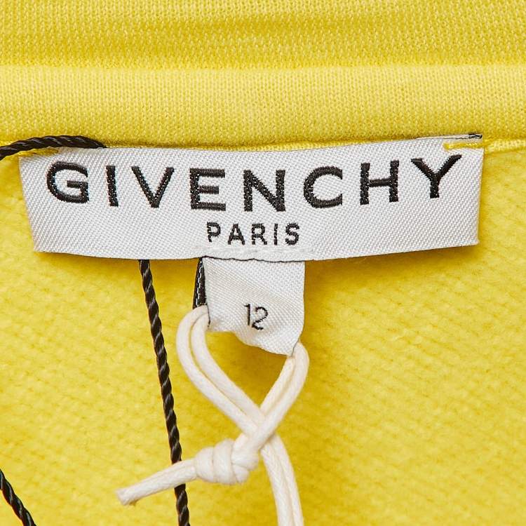 Pre Owned Givenchy Yellow Logo Embroidered Cotton Hoodie Dress 12Y