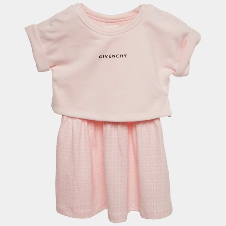 Pre Owned Givenchy Kids Pink Monogram Cotton Dress 9M