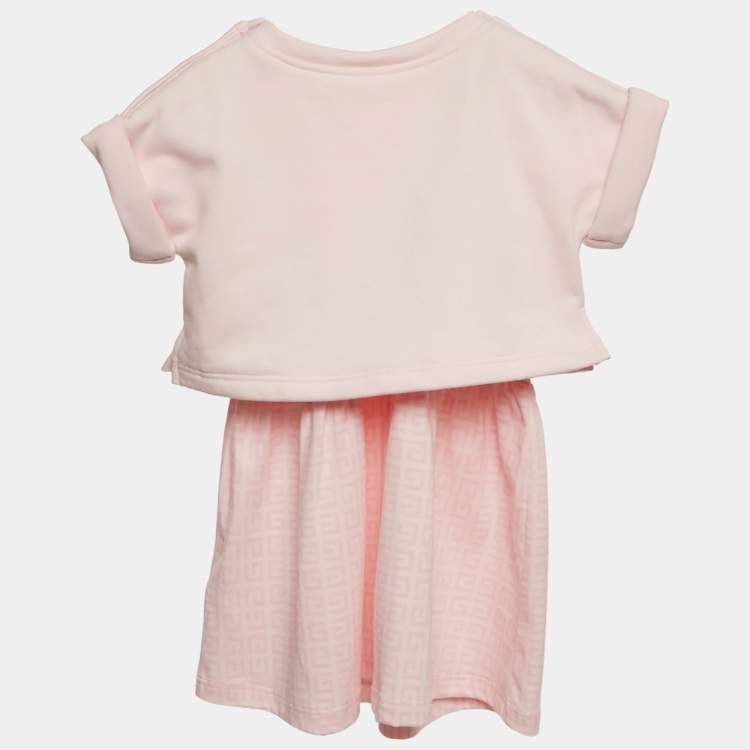 Pre Owned Givenchy Kids Pink Monogram Cotton Dress 9M