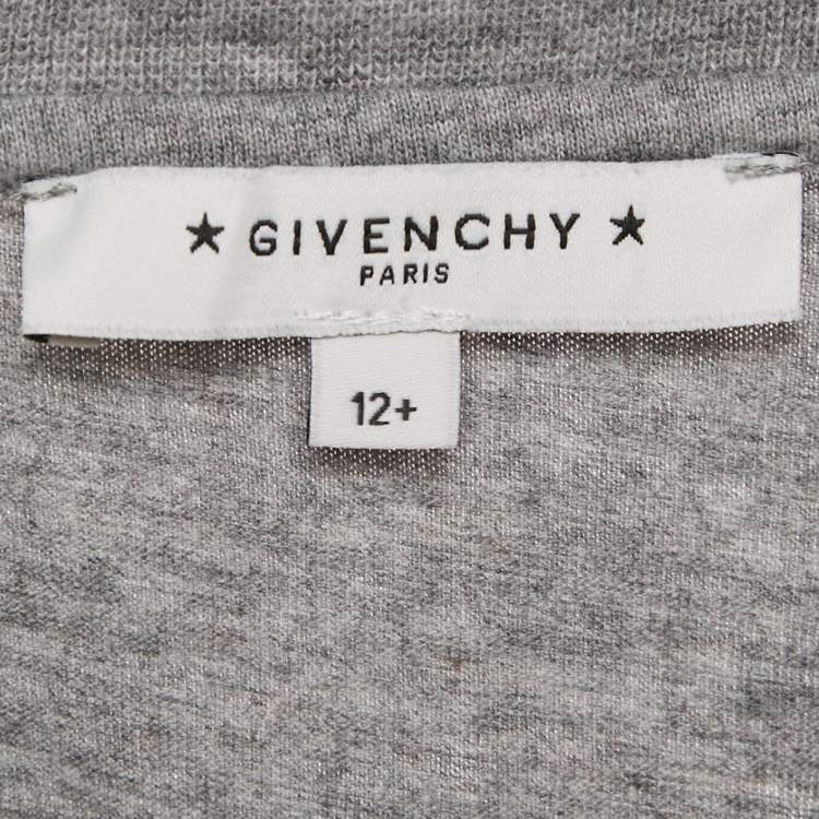Pre Owned Givenchy Kids Grey Logo Print Jersey T-Shirt 12+ Yrs