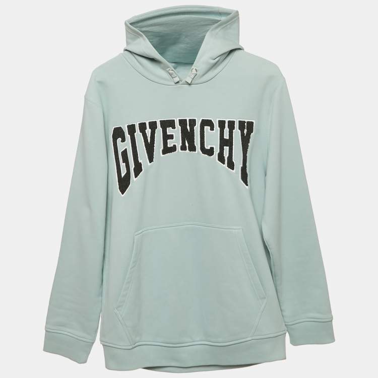 Pre Owned Givenchy Kids Blue Logo Embroidered Hoodie 12+ Yrs