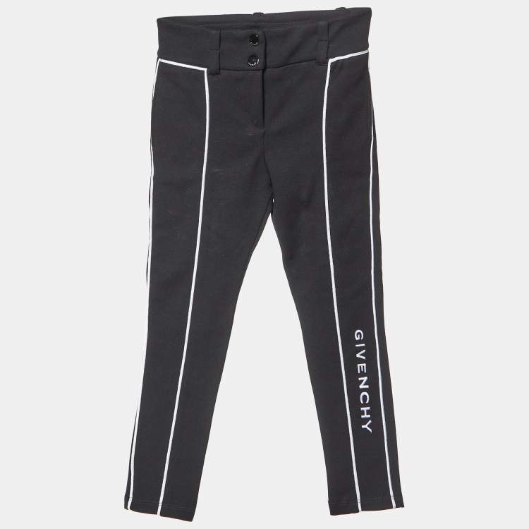 Pre Owned Givenchy Kids Black Cotton Blend Logo Embroidered Pants 4 Yrs