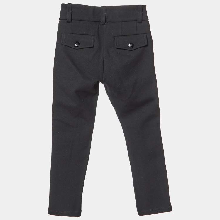 Pre Owned Givenchy Kids Black Cotton Blend Logo Embroidered Pants 4 Yrs