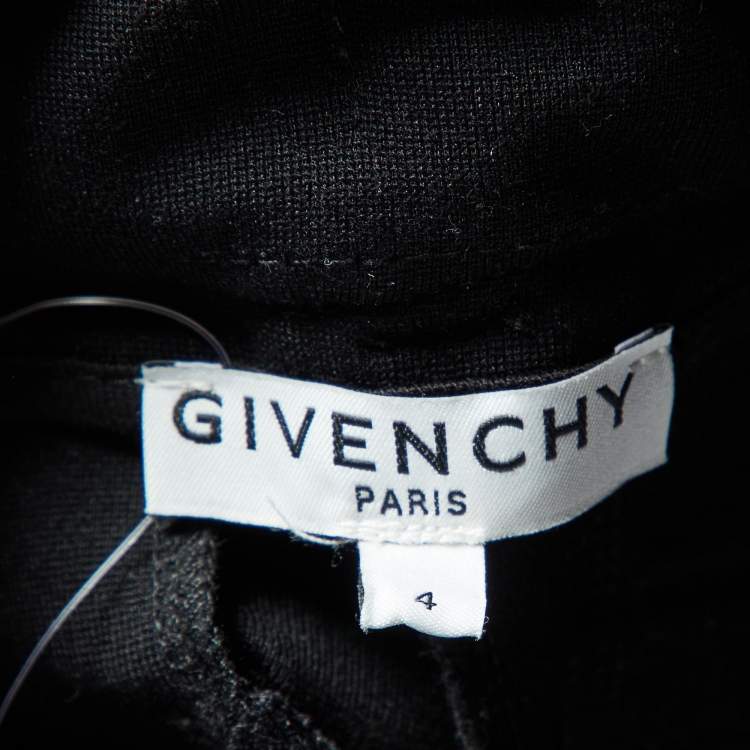 Pre Owned Givenchy Kids Black Cotton Blend Logo Embroidered Pants 4 Yrs