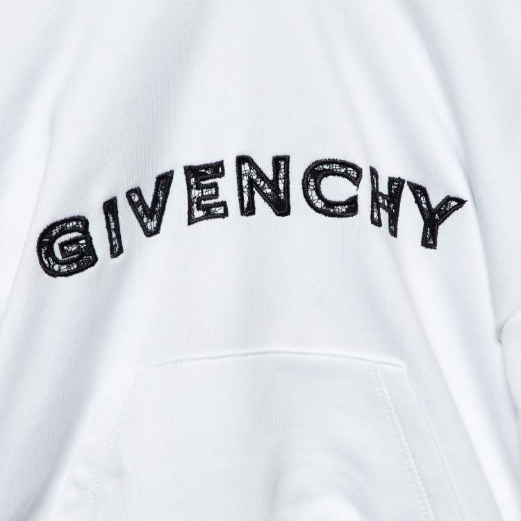Pre Owned Givenchy Kids White Logo Embroidered Skirt & Hoodie Set 6 Yrs