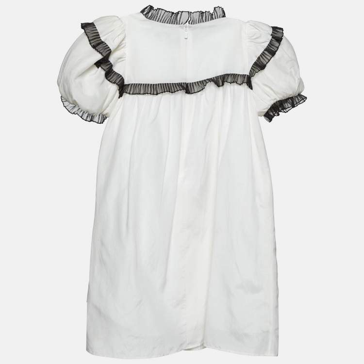 Pre Owned Givenchy Kids White Cotton Ruffled Trim Dress 8 Yrs
