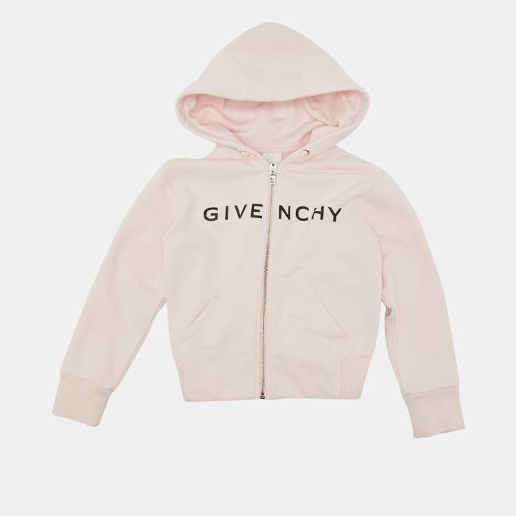 Pre Owned Givenchy Pink Logo Print Cotton Zip-Up Hooded Jacket 8 Yrs