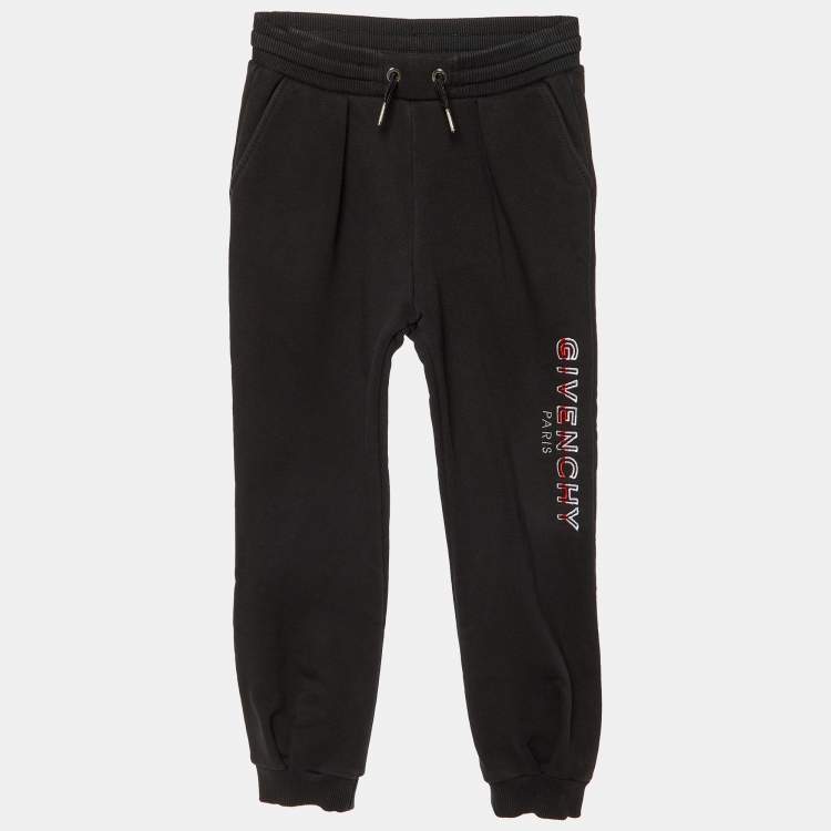Pre Owned Givenchy Kids Black Cotton Logo Embroidered Joggers Size 6 Yrs 