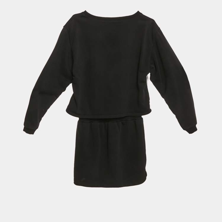 Pre Owned Givenchy Kids Black Cotton Logo Band Strip Tie Waist Dress 12 Yrs 