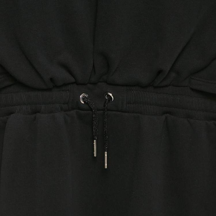 Pre Owned Givenchy Kids Black Cotton Logo Band Strip Tie Waist Dress 12 Yrs 
