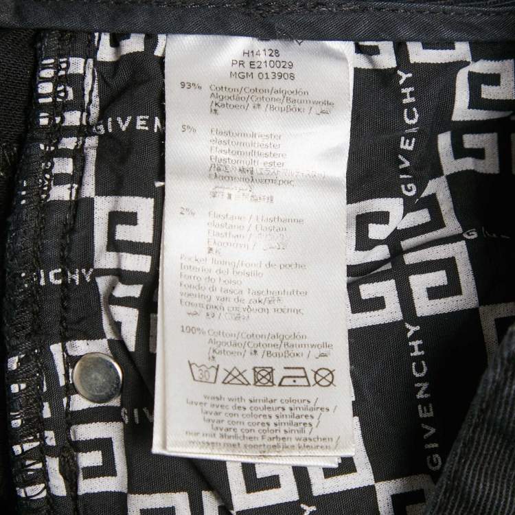 Pre Owned Givenchy Kids Black Logo Print Denim Frayed Edge Shorts 12Yrs 
