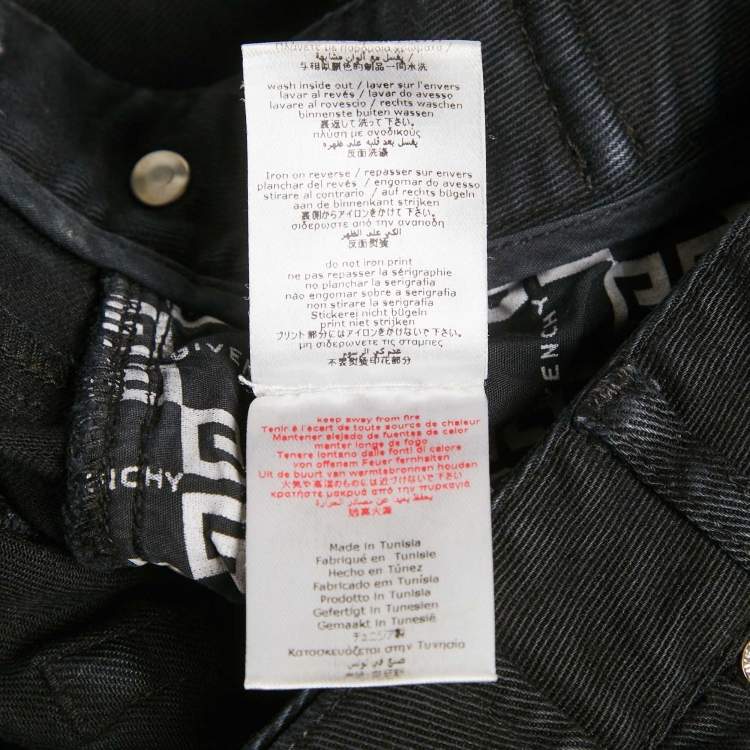 Pre Owned Givenchy Kids Black Logo Print Denim Frayed Edge Shorts 12Yrs 