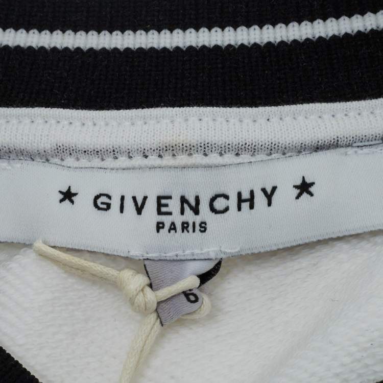 Pre Owned Givenchy Kids White Logo Cotton Blend Striped Collar Sweater 6 Yrs 