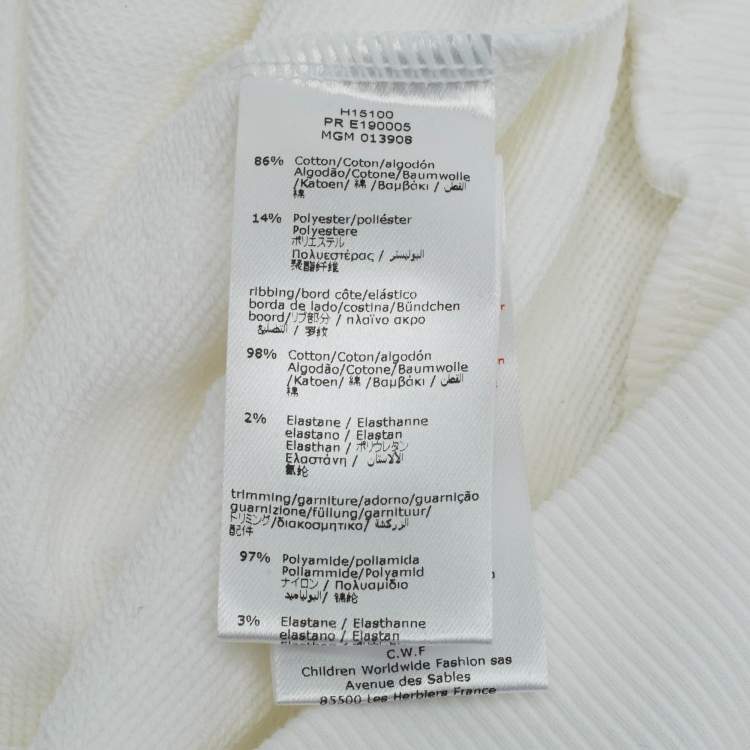 Pre Owned Givenchy Kids White Logo Cotton Blend Striped Collar Sweater 6 Yrs 