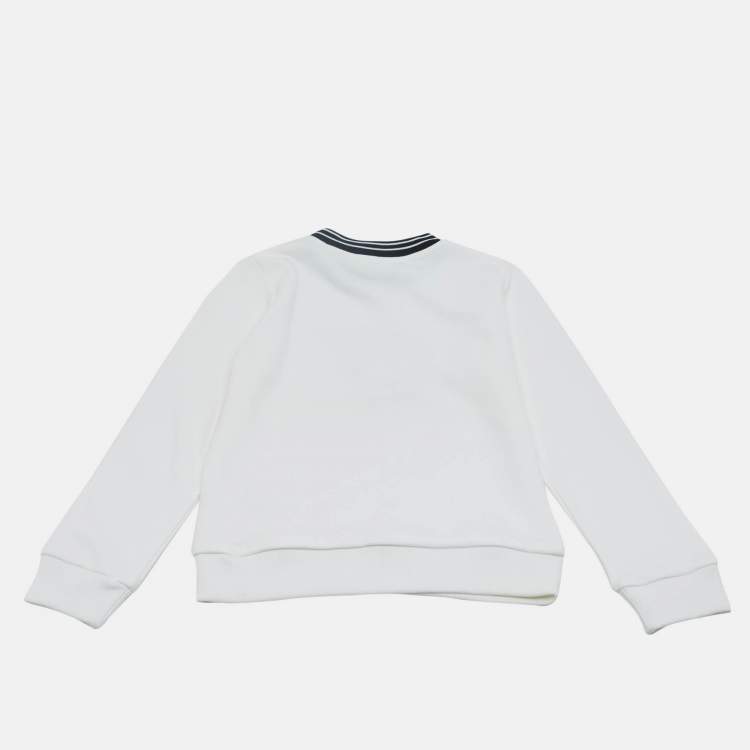 Pre Owned Givenchy Kids White Logo Cotton Blend Striped Collar Sweater 6 Yrs 