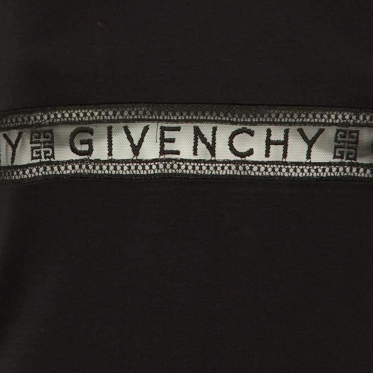 Pre Owned Givenchy Kids Black Mesh Embroidered Logo Detail Cotton Shirt Dress 10Yrs 